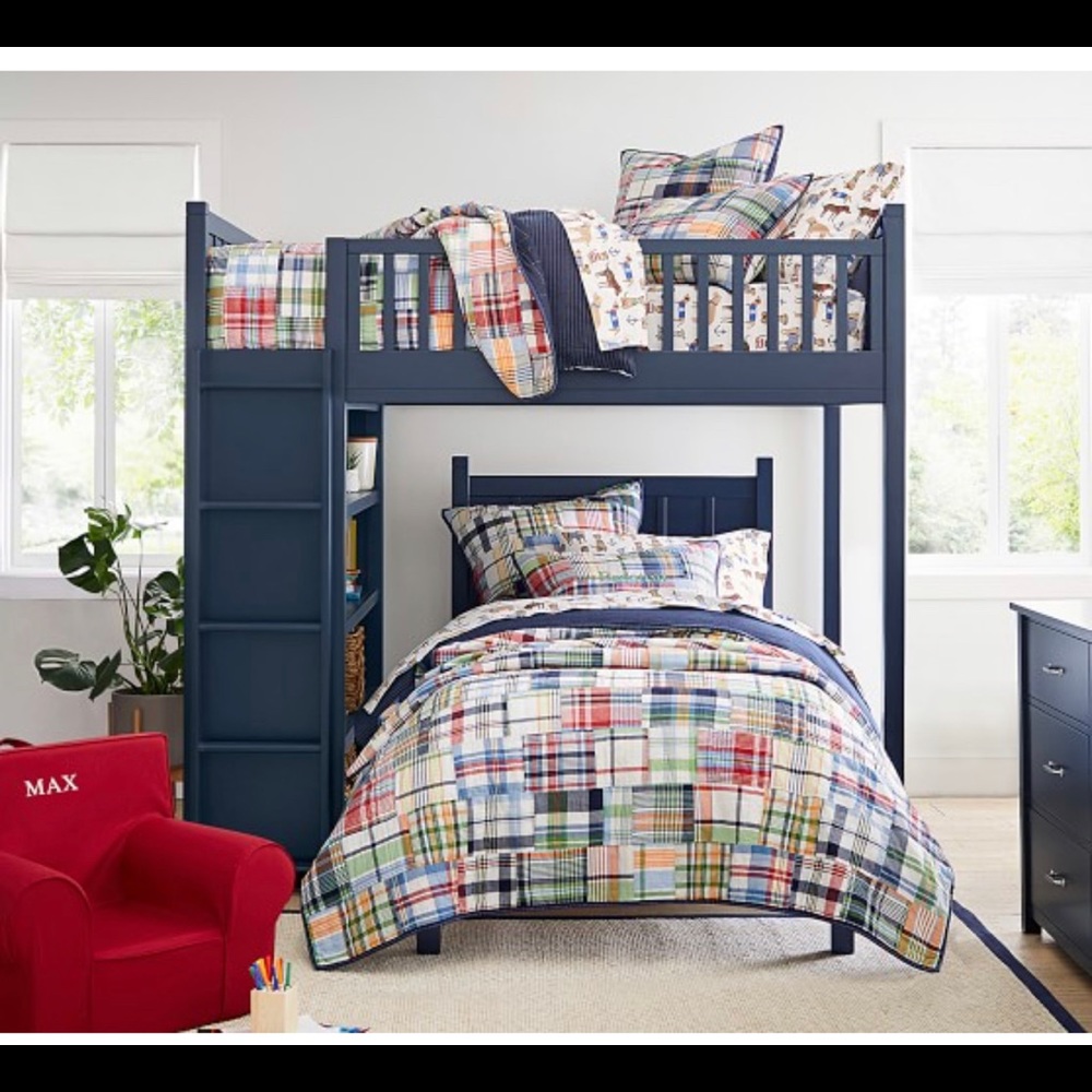 Pottery Barn Kids Twin Madras Patchwork Quilt & Sham